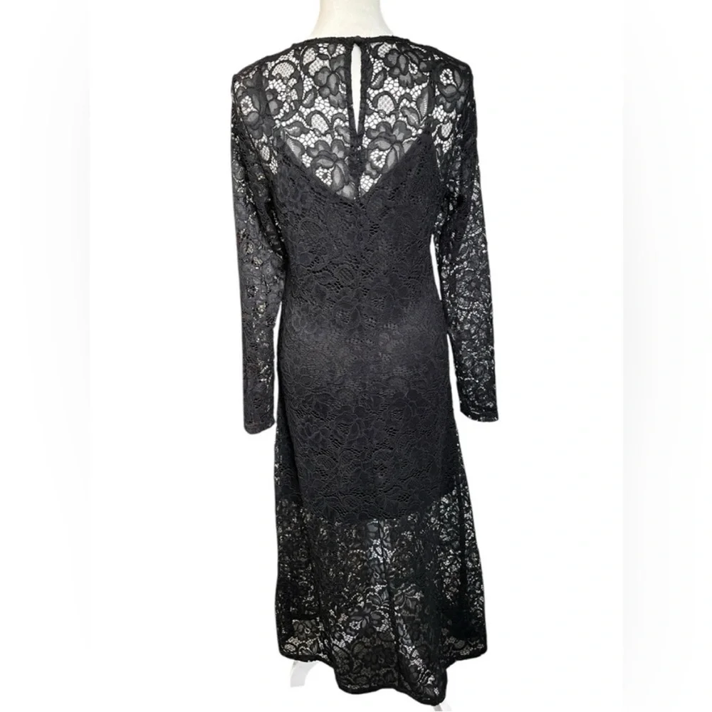 a.new day Black Lace Long Sleeve Midi Dress - Small - Picture 4 of 9
